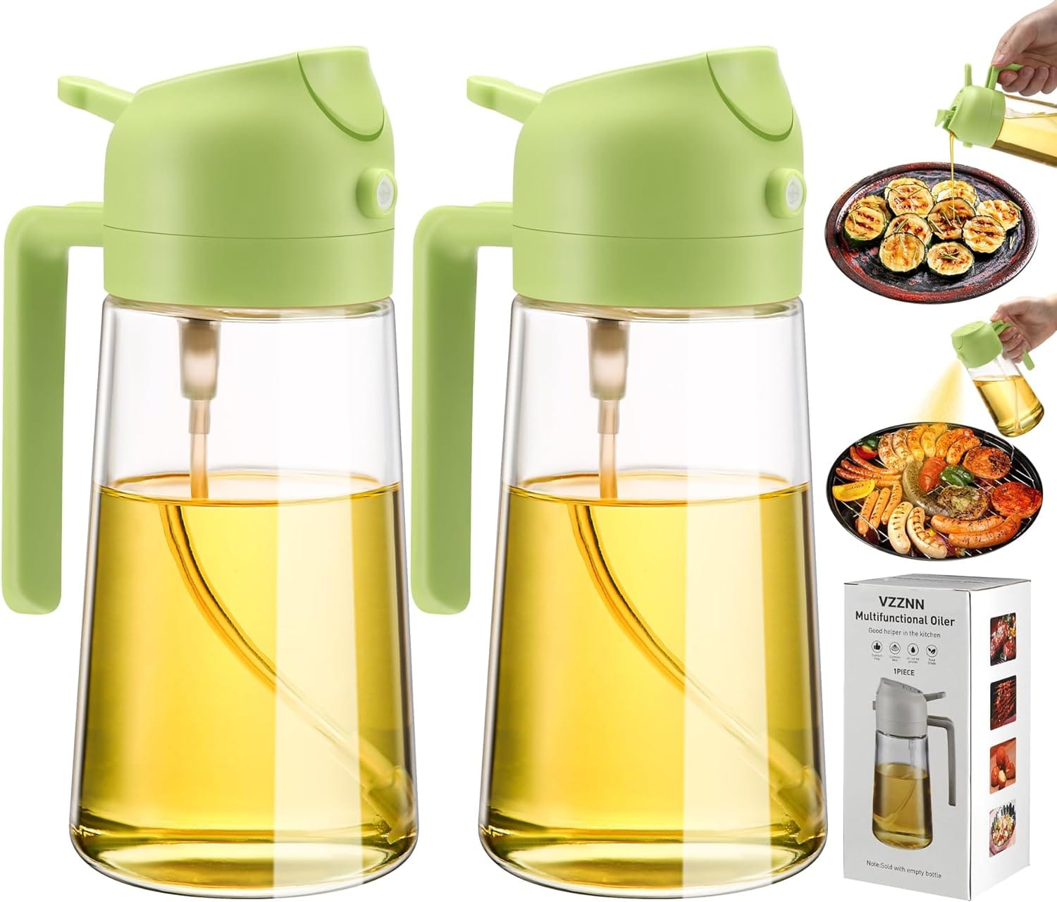 DripMist | 2 Pack Oil Dispenser and Sprayer Bottle