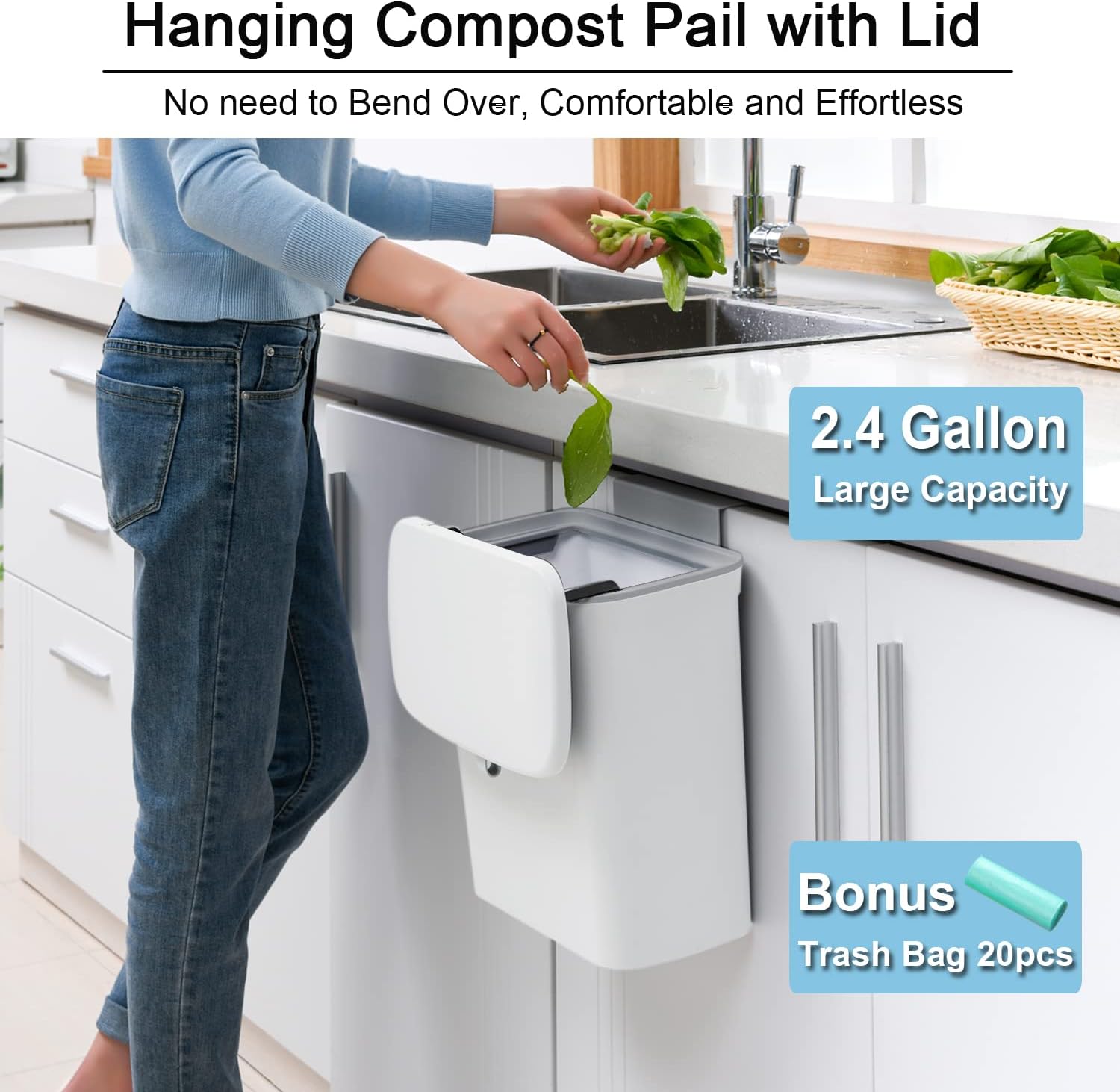 EcoVault | 2.4 Gallon Kitchen Compost Bin for Counter Top or Under Sink
