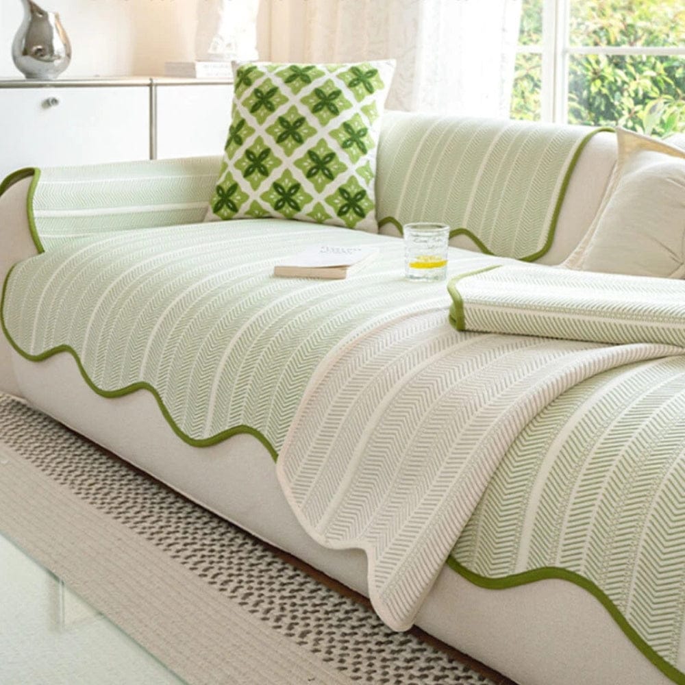 Veloura | Herringbone Scallop Edge Sofa Cover