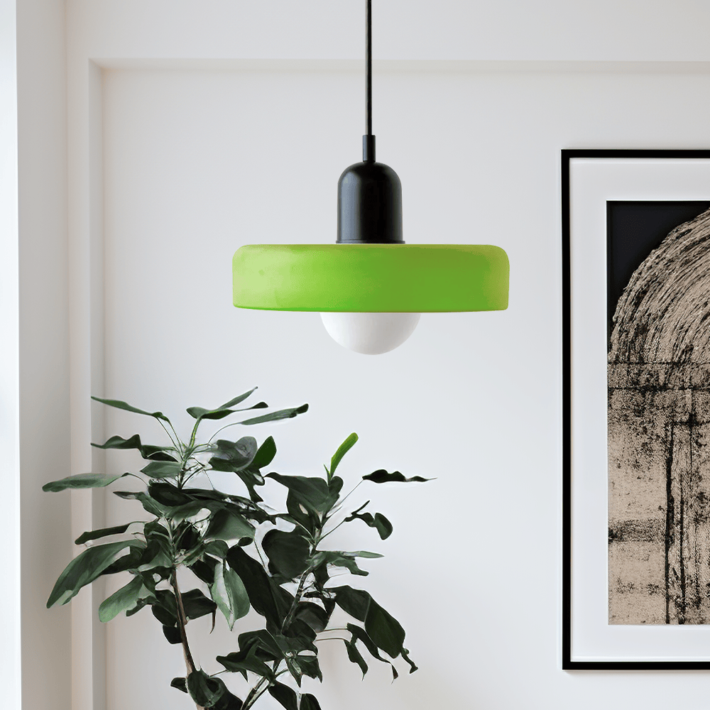 Bauhaus Pendelleuchte Aus Farbigem Glas