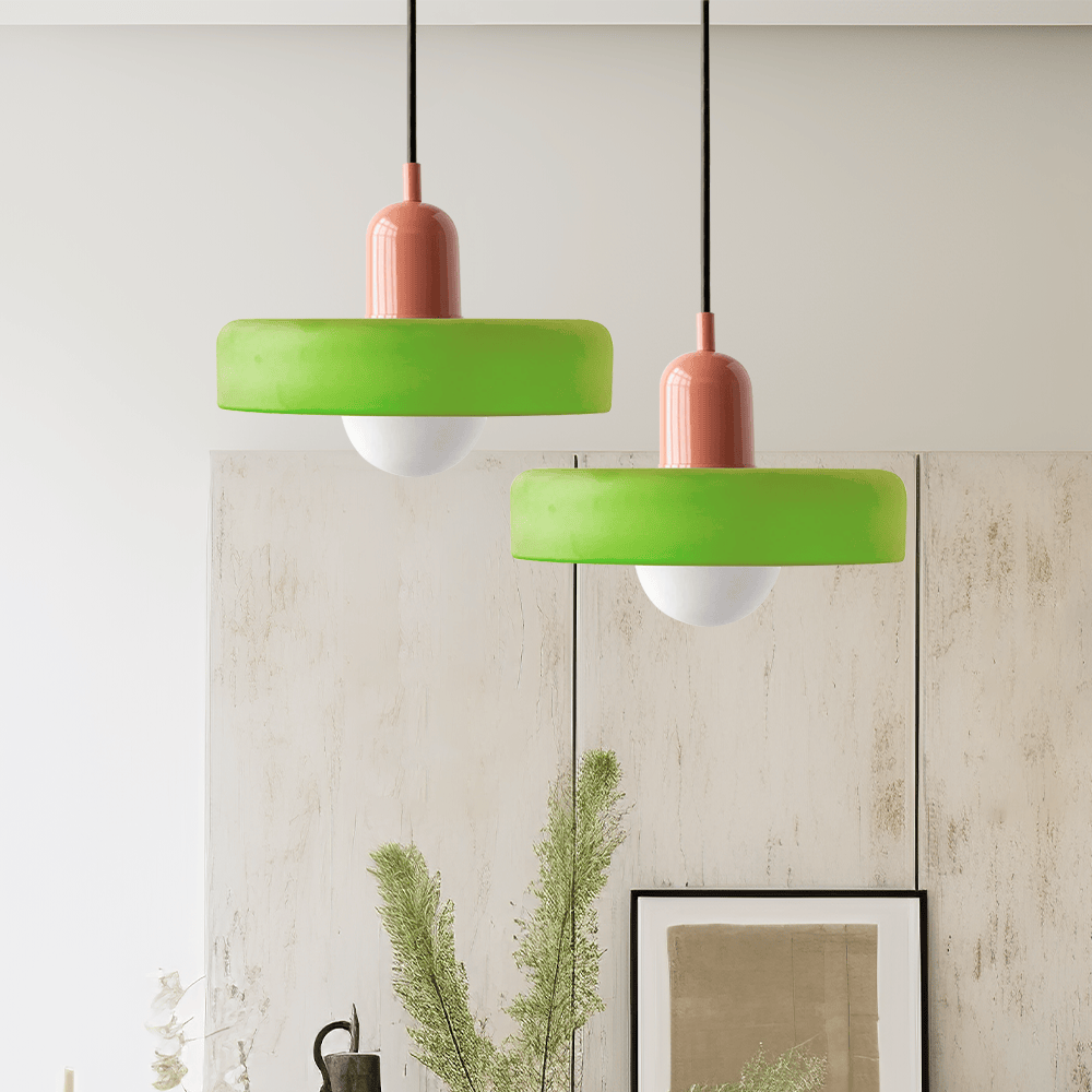 Bauhaus Pendelleuchte Aus Farbigem Glas