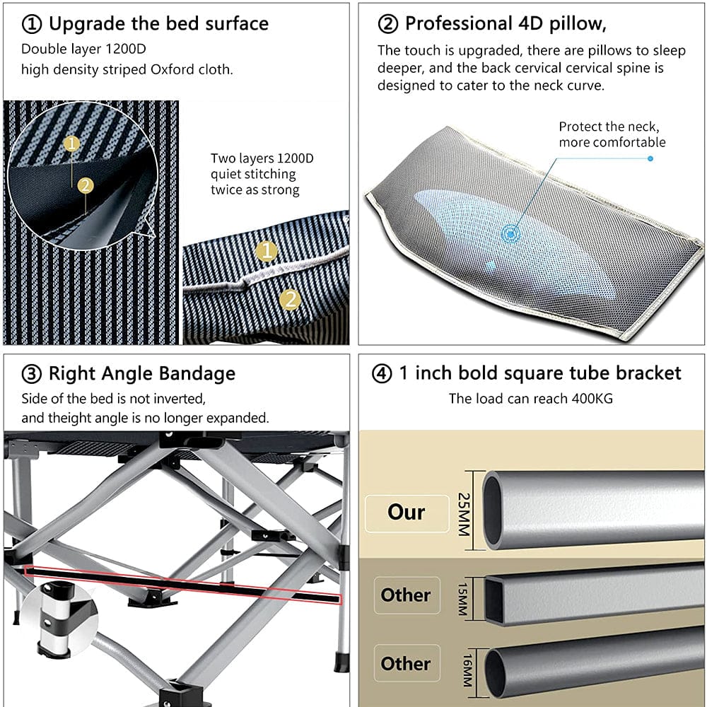 Camping Cots - Luxury Sleeping Cots Include Bed With Mattress - WarehousesChoice