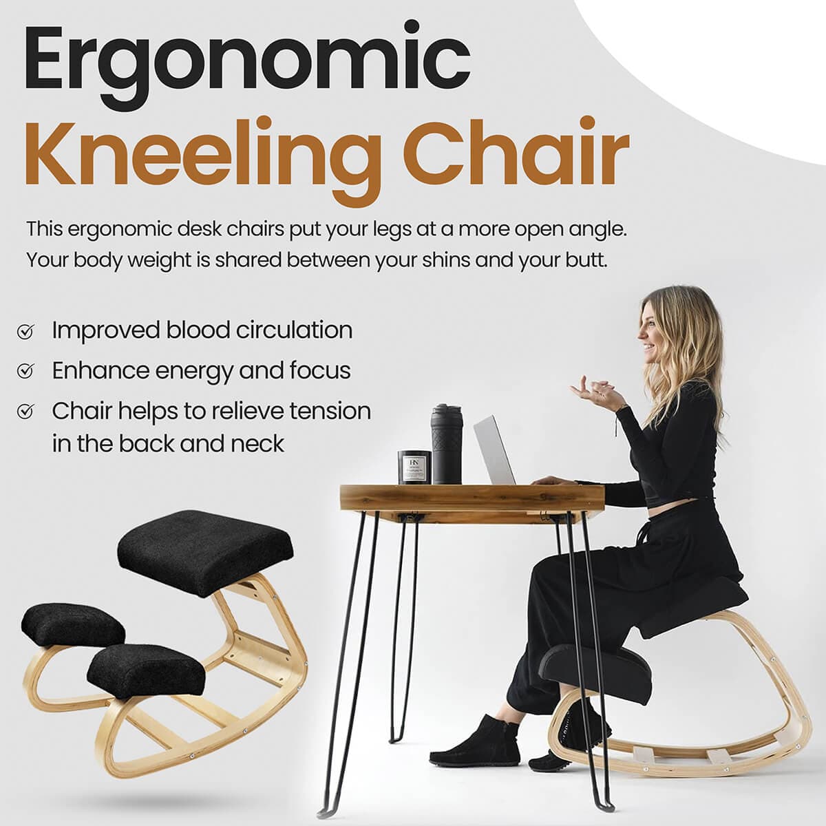 PostureEase Ergonomic Kneeling Chair