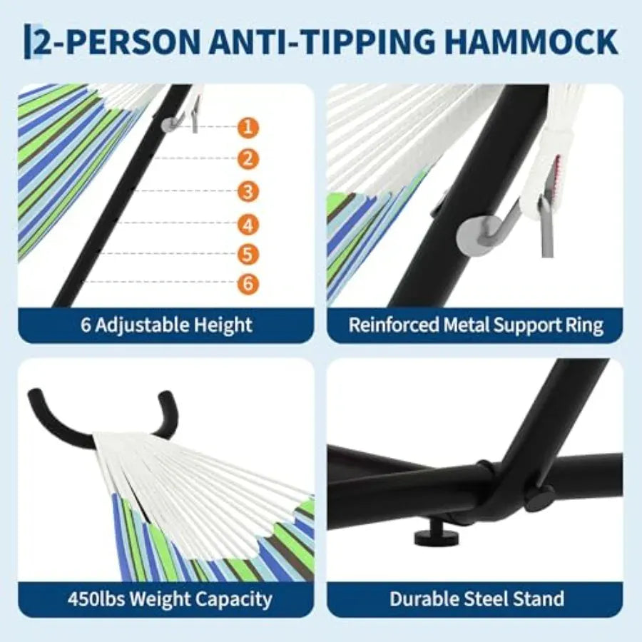 2 Person Hammock with Heavy-Duty Steel Stand