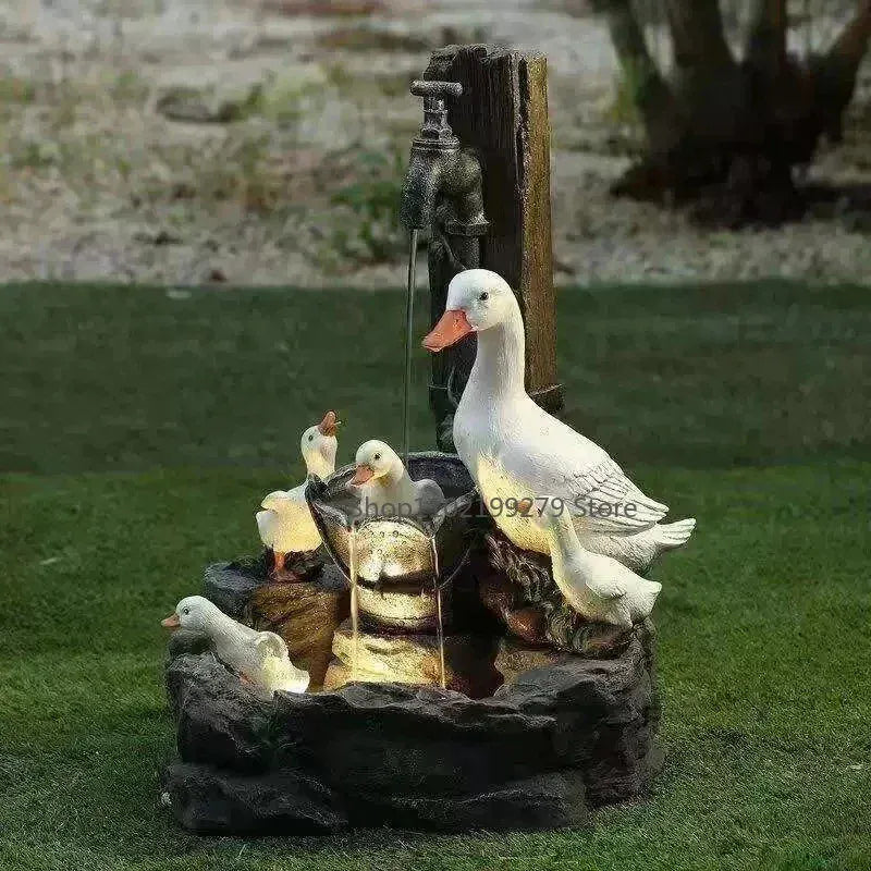 SolaraNest Solar Garden Fountain Duck & Squirrel