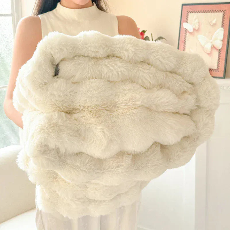 VeloraSoft Plush Blanket – Double-Layer Extra Thick Faux Rabbit Fur Throw