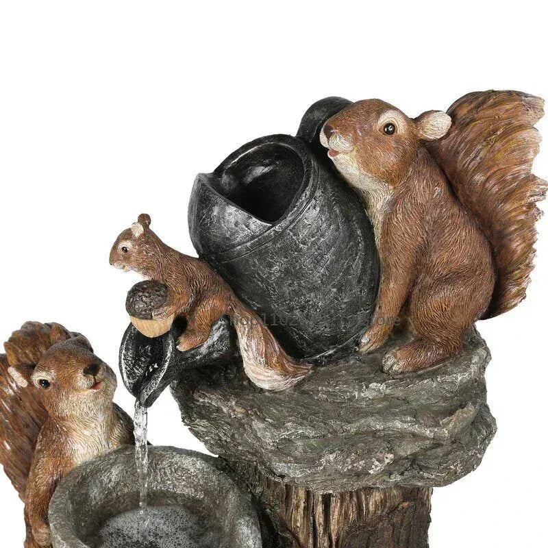 SolaraNest Solar Garden Fountain Duck & Squirrel
