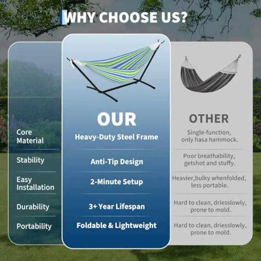 2 Person Hammock with Heavy-Duty Steel Stand