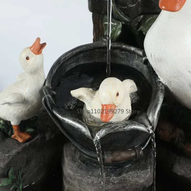 SolaraNest Solar Garden Fountain Duck & Squirrel