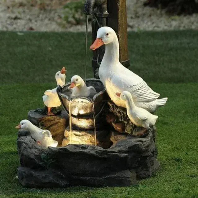 SolaraNest Solar Garden Fountain Duck & Squirrel