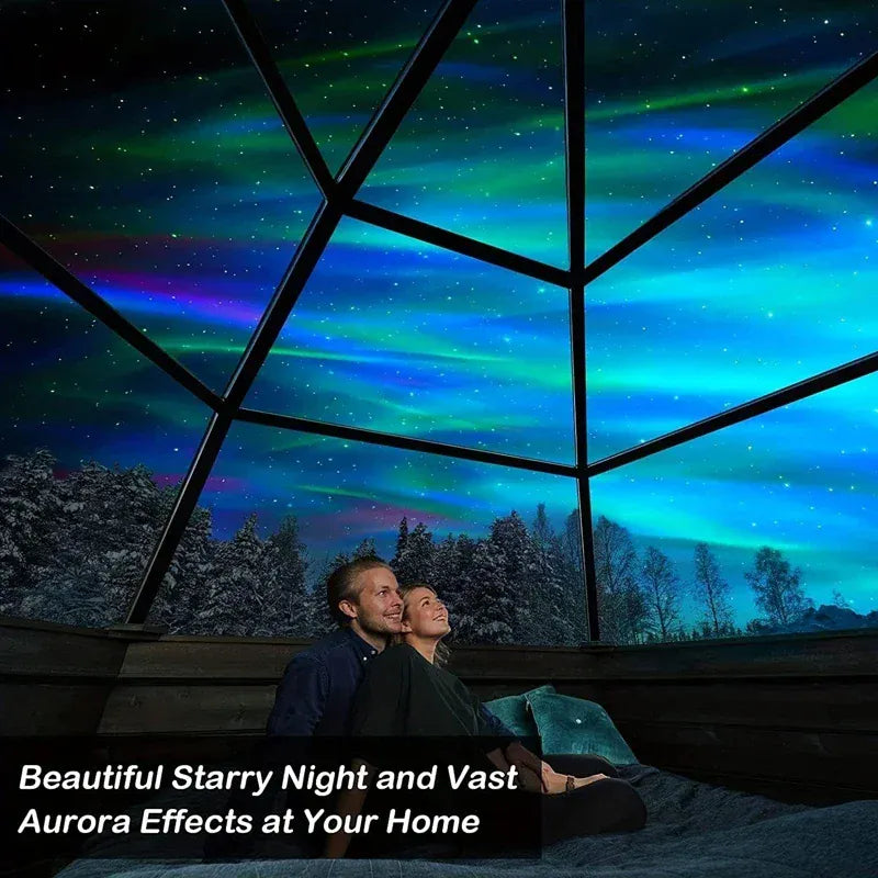 AuroraFlux Northern Lights Projector – RGB Mood Light with Music Sync & Remote Control