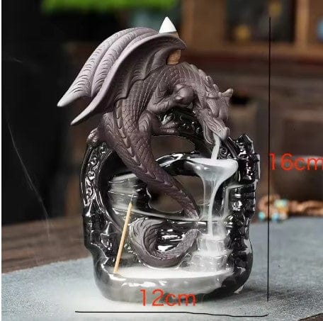 Retro Handmade Ceramic Dragon Waterfall Backflow Incense Burner