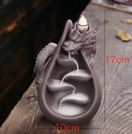 Retro Handmade Ceramic Dragon Waterfall Backflow Incense Burner