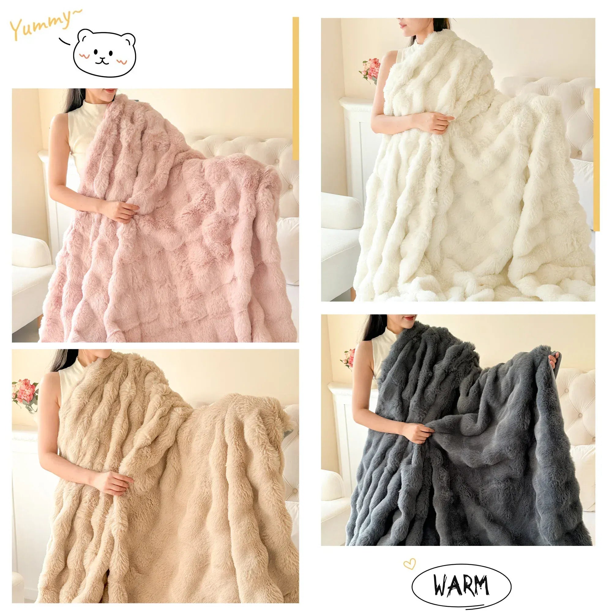 VeloraSoft Plush Blanket – Double-Layer Extra Thick Faux Rabbit Fur Throw
