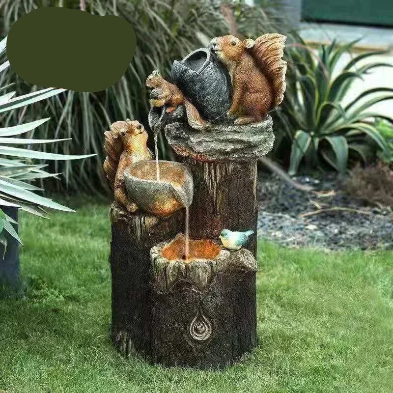 SolaraNest Solar Garden Fountain Duck & Squirrel
