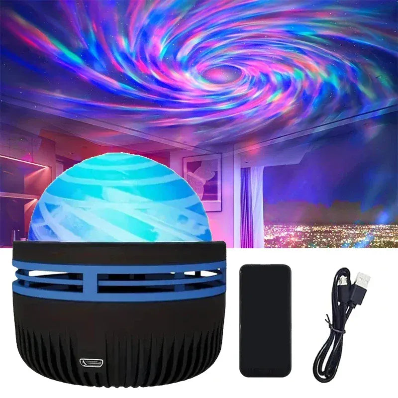 AuroraFlux Northern Lights Projector – RGB Mood Light with Music Sync & Remote Control