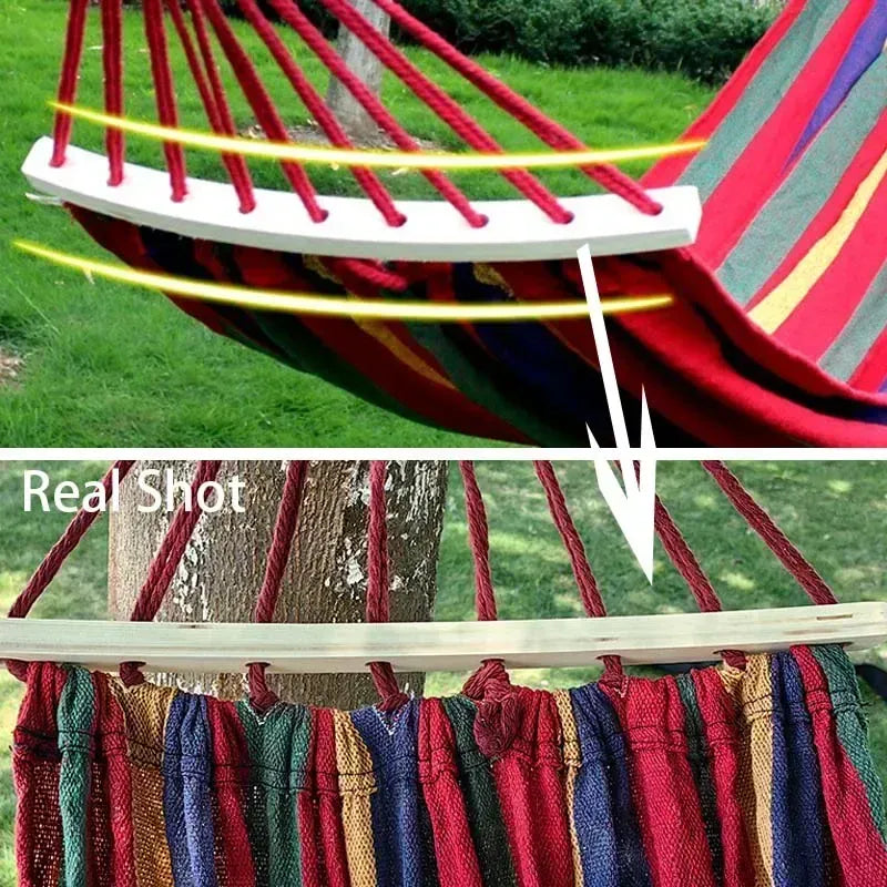 Heavy-Duty Canvas Camping Hammock – Anti-Rollover, Portable & Ultra-Comfortable