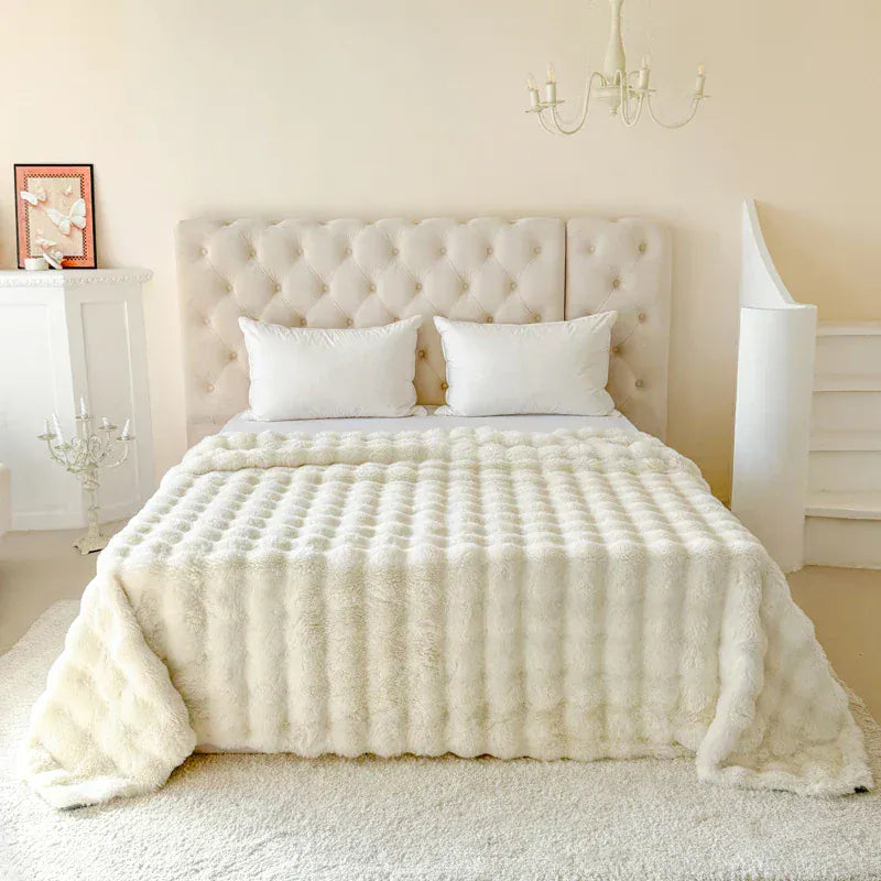 VeloraSoft Plush Blanket – Double-Layer Extra Thick Faux Rabbit Fur Throw