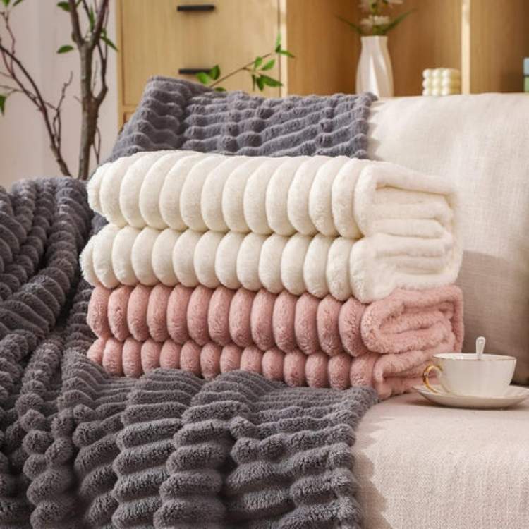 CloudStripe Faux Fur Weighted Blanket - Blanket - Wild Eye Vision