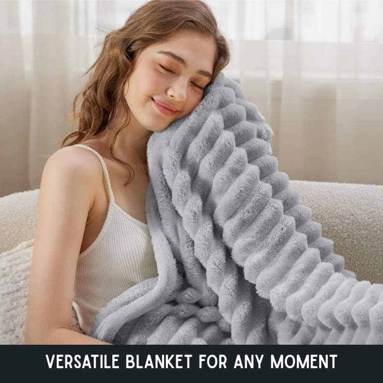 CloudStripe Faux Fur Weighted Blanket - Blanket - Wild Eye Vision