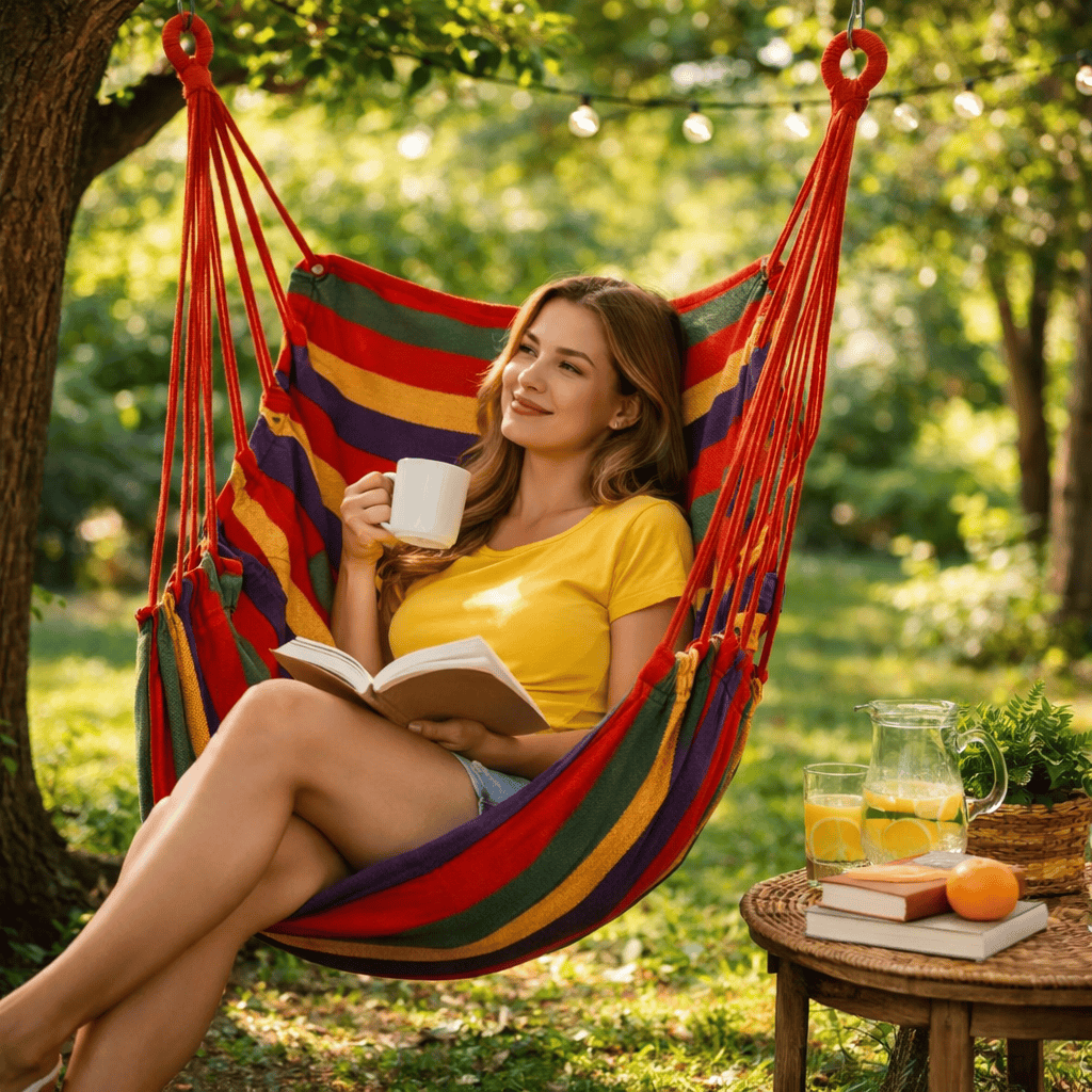 Thick Canvas Hammock with Anti-Rollover Design