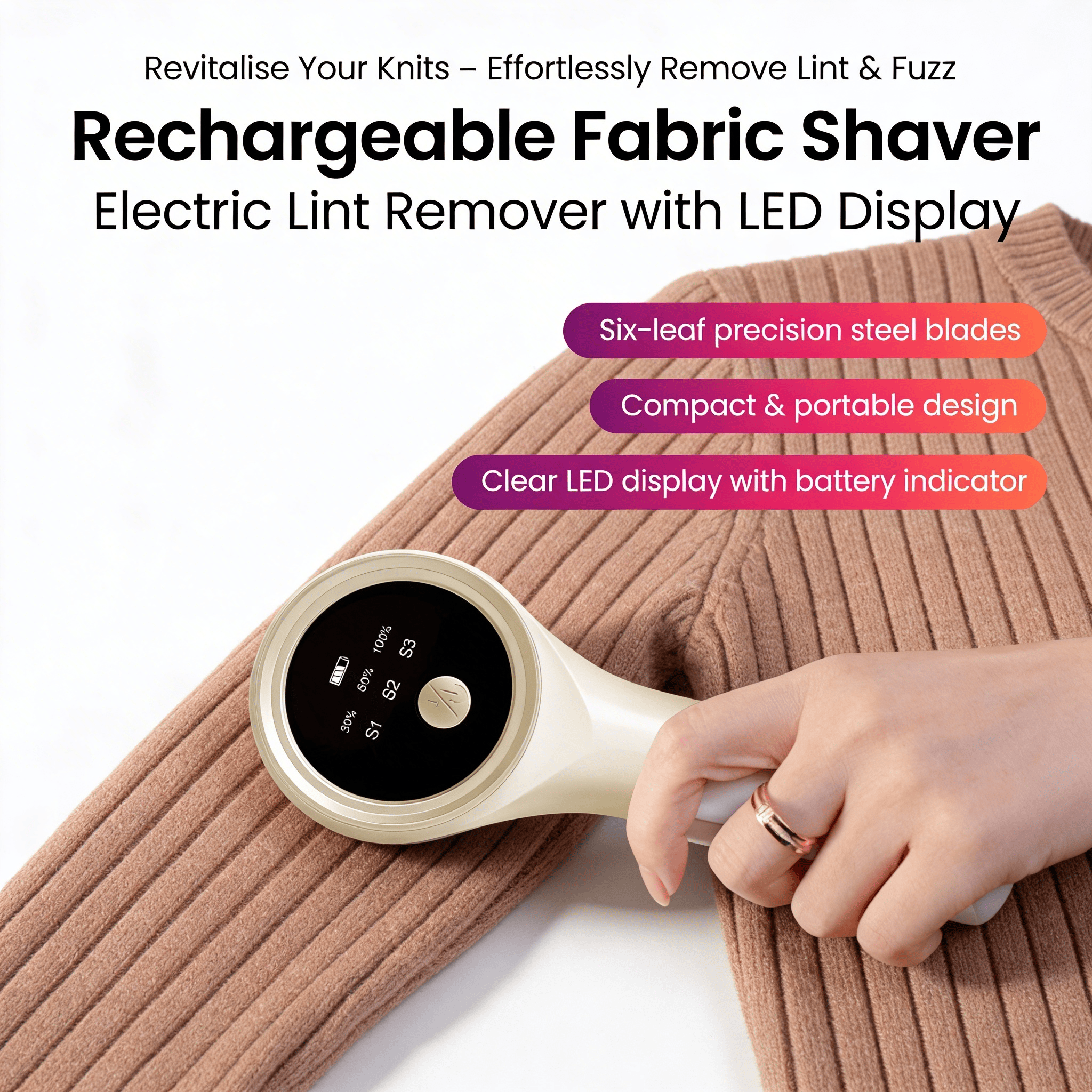 Rechargeable Fabric Shaver Electric Lint Remover with LED Display