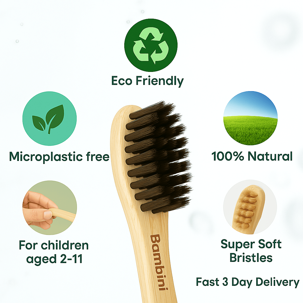 BambiniBrush Eco Kids Toothbrush set Gentle & Microplastic-Free