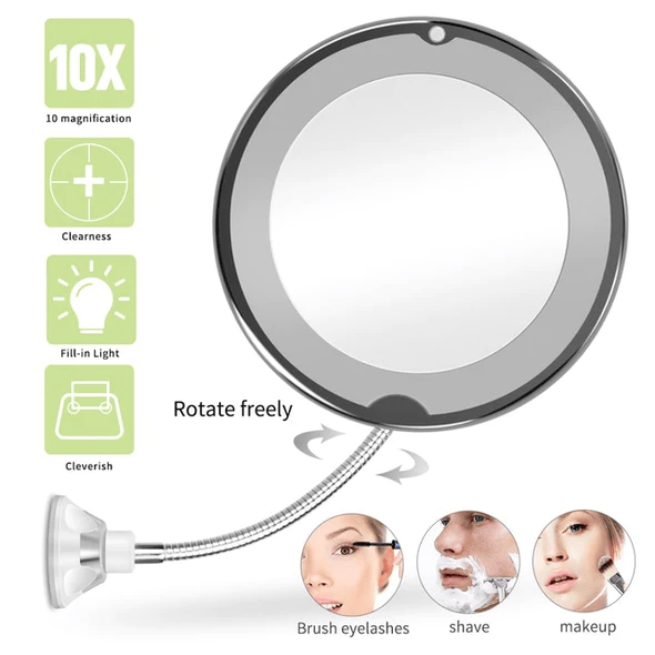 GlowFlex | 10X Magnifying LED Lighted Flexible Mirror