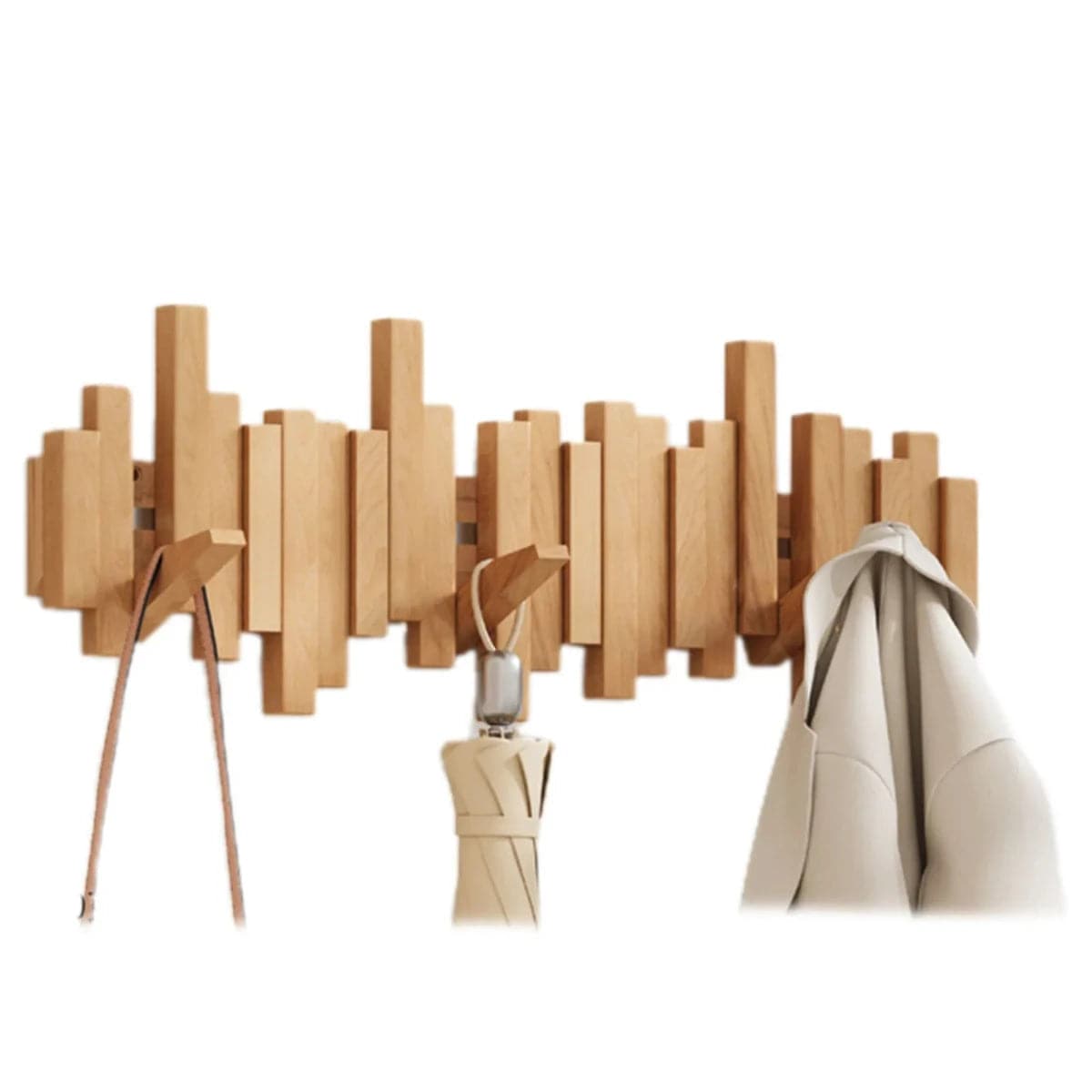 Kapstok piano en bois élégant pour vestes et manteaux. Design intemporel, accrochage mural facile.