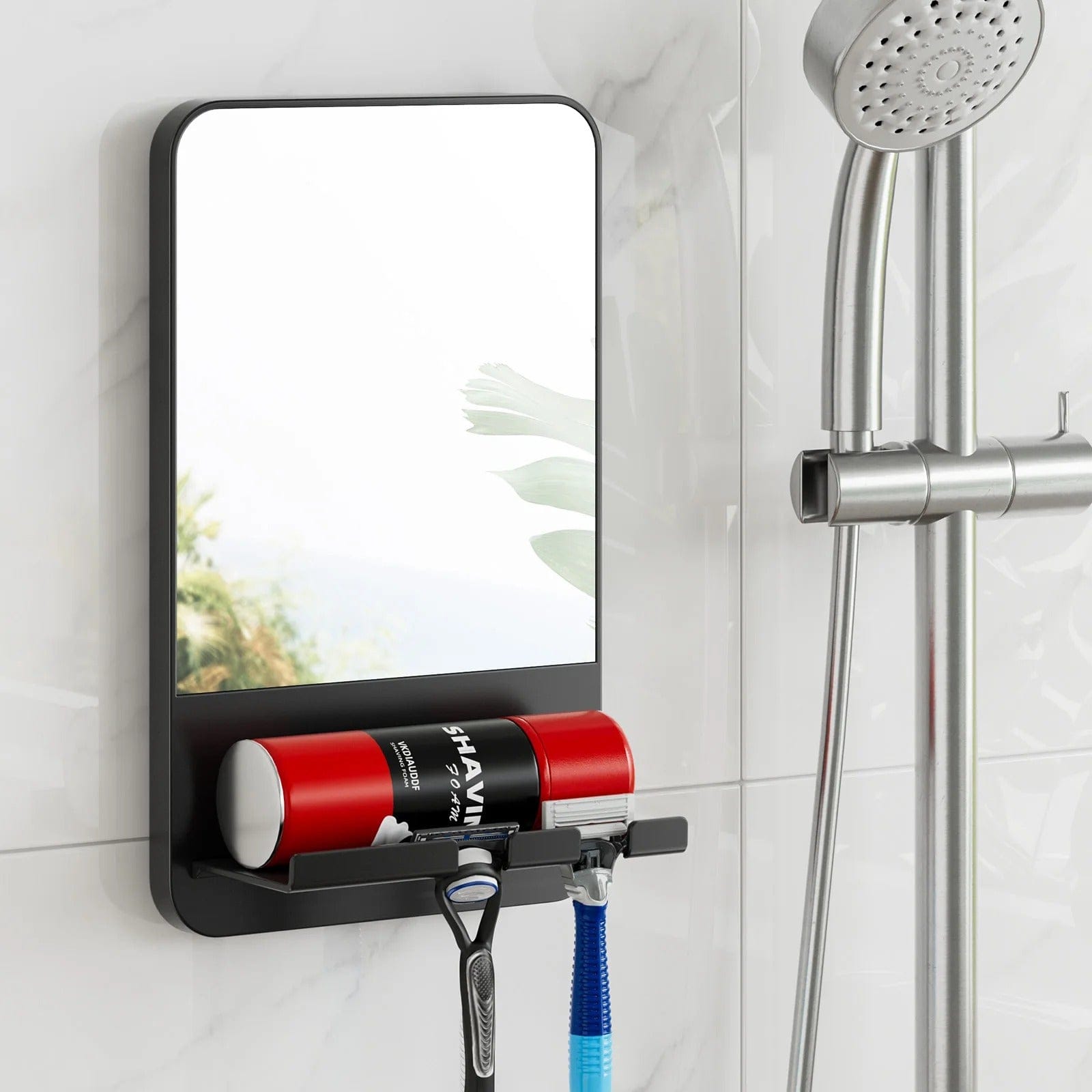 Fogless Shower Mirror with Razor Holder and Suction Mount