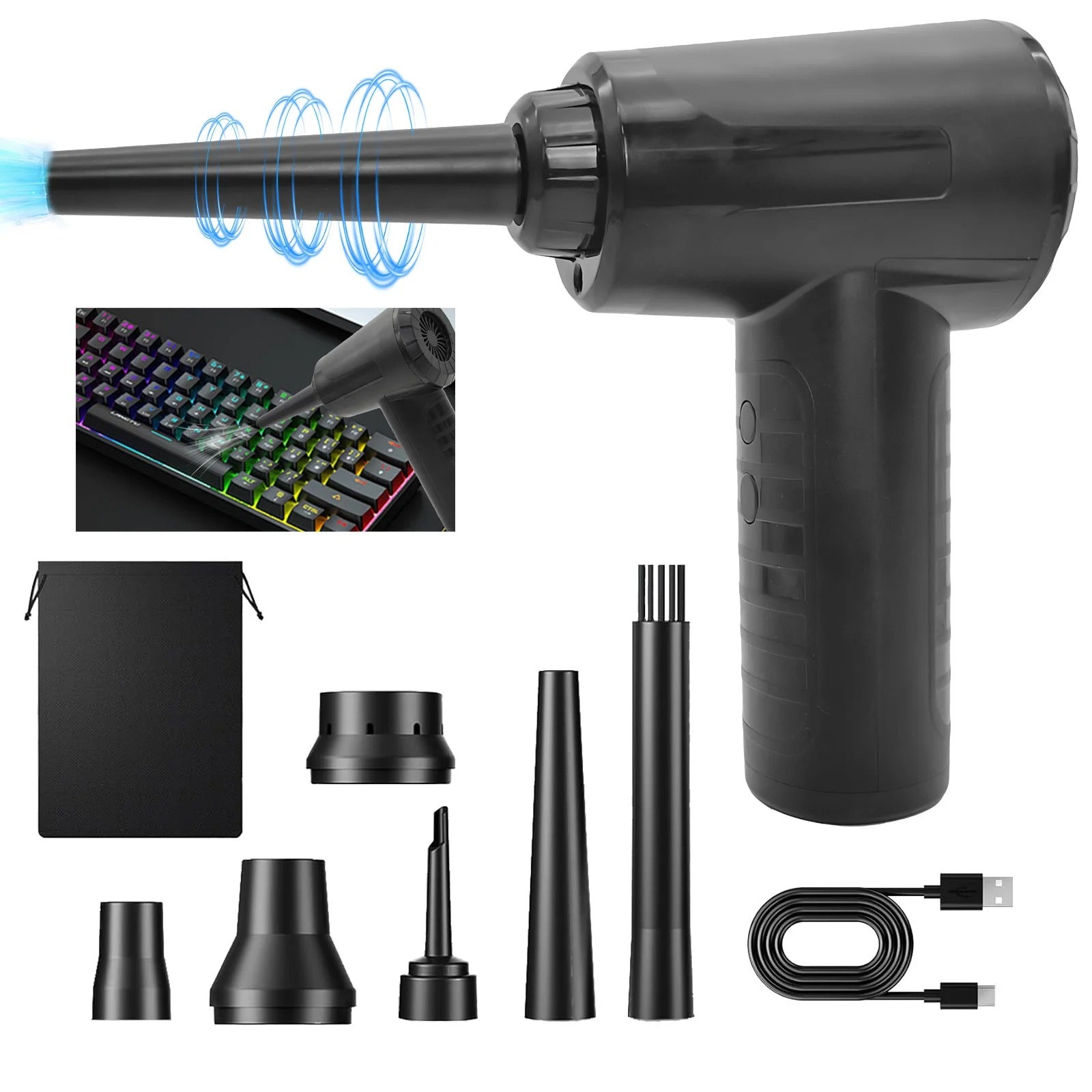 50000RPM Cordless Air Duster with LED Light for Cleaning