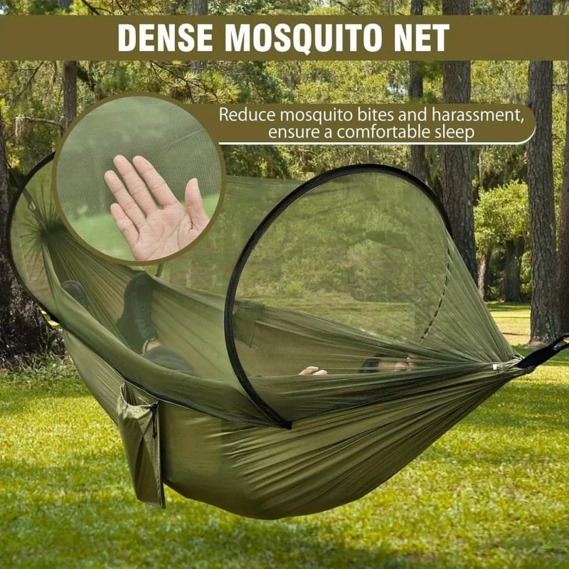AeroLite 2-in-1 Camping Hammock – Ultralight Parachute Nylon Hammock with Mosquito Net for Outdoor Travel & Garden Use