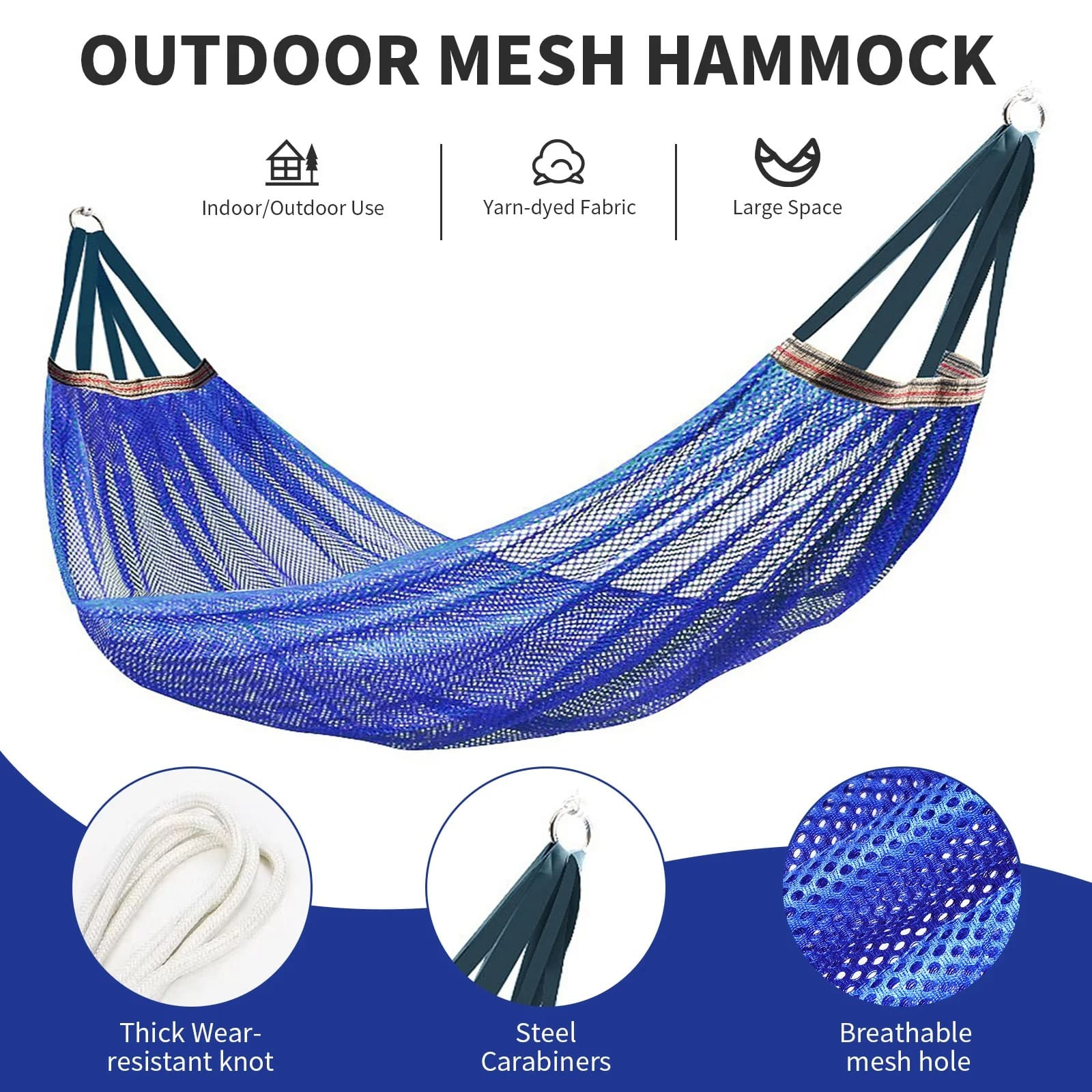 Thick Rope Mesh Hammock with Carry Bag