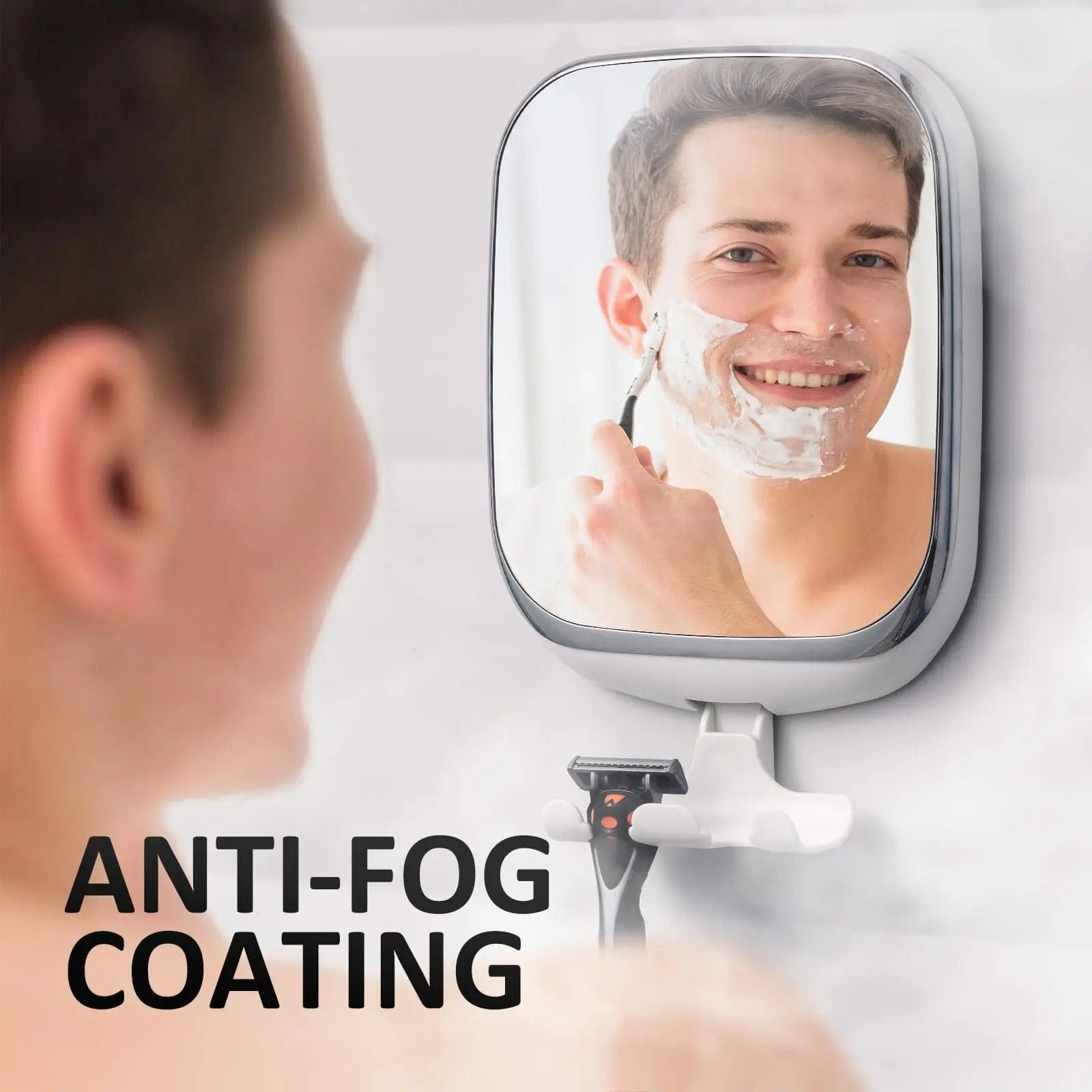 Round Fogless Shower Mirror with Suction Cup and Holder