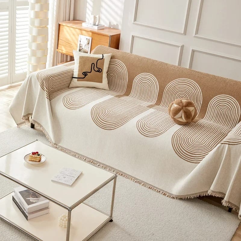 VerdiLoom Thick Chenille Sofa Cover Geometric Cushion Blanket Non-Slip All-Season Couch Throw
