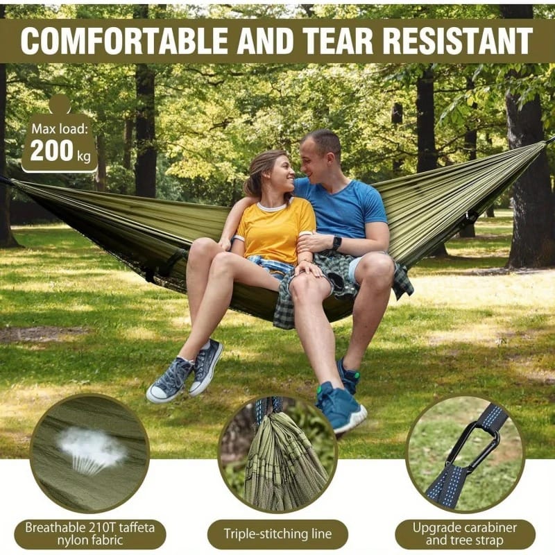 AeroLite 2-in-1 Camping Hammock – Ultralight Parachute Nylon Hammock with Mosquito Net for Outdoor Travel & Garden Use