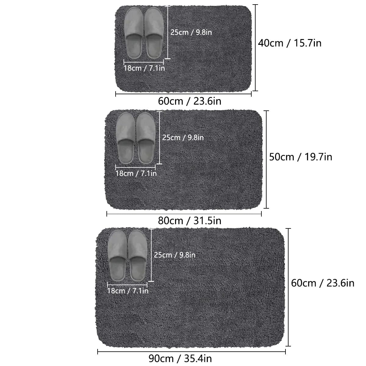 Long Pile Absorbent Bathroom Mat