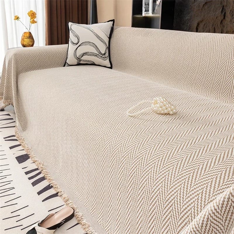 NordLoom Chenille Sofa Cover Non-Slip Nordic Throw Blanket Pet & Kid Friendly All-Season Protector