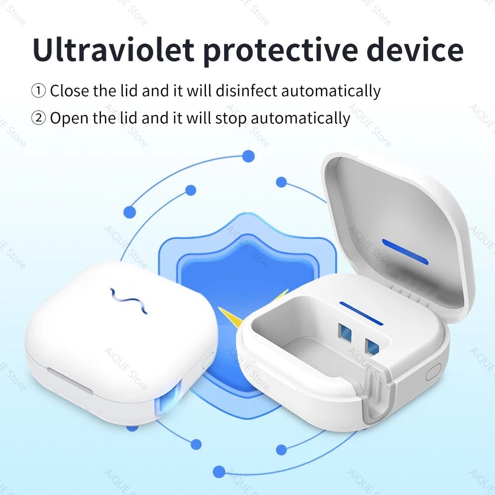 99.99% UV Toothbrush Sterilizer – Mini Portable Rechargeable Case