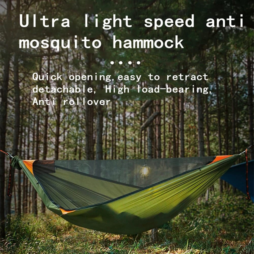 CanopyGuard Camping Hammock Shelter – Portable Hammock with Mosquito Net & Awning Rain Canopy for Outdoor Sleeping