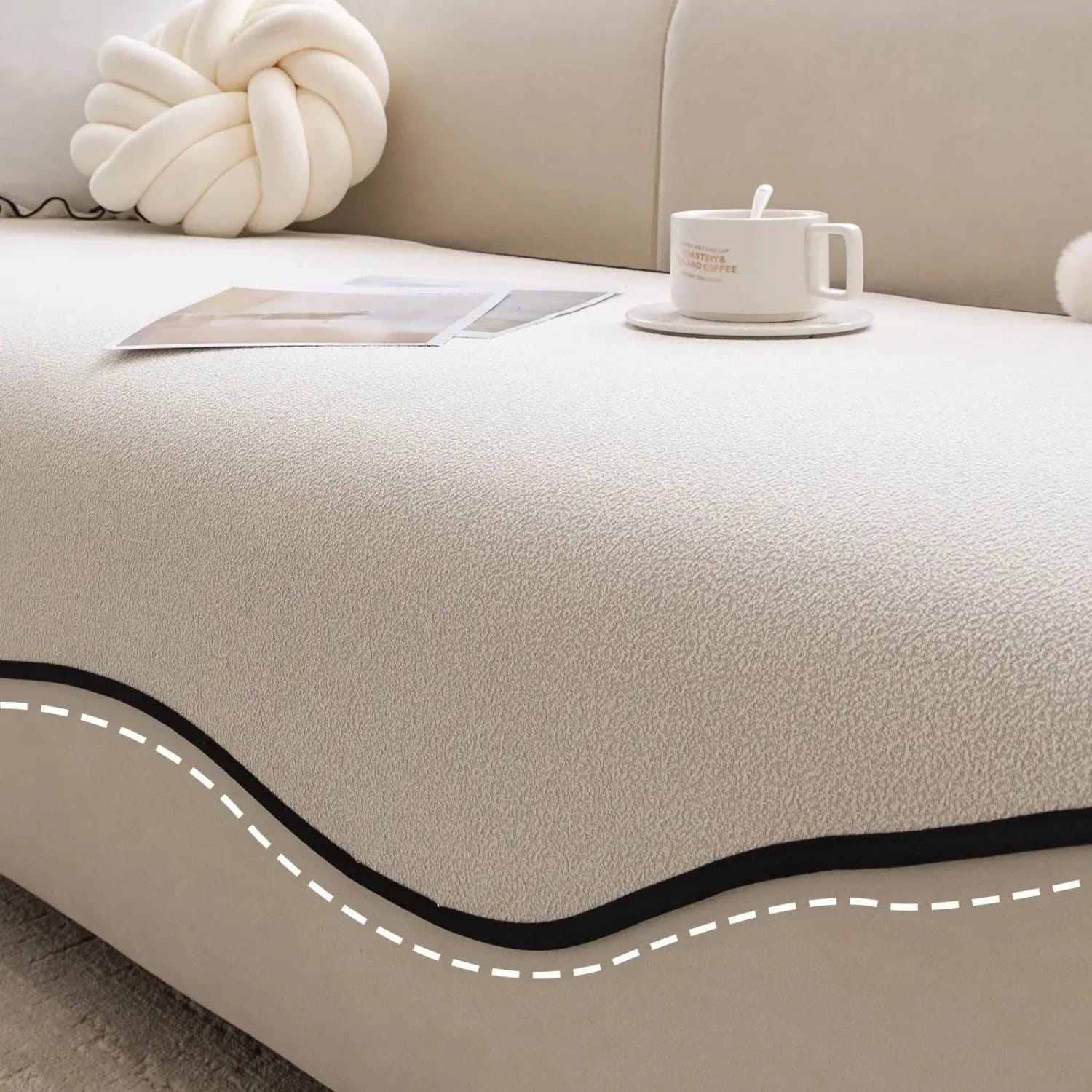 TeddyLoom Chenille Sofa Cover Non-Slip Irregular Cushion Protector Minimalist All-Season Design