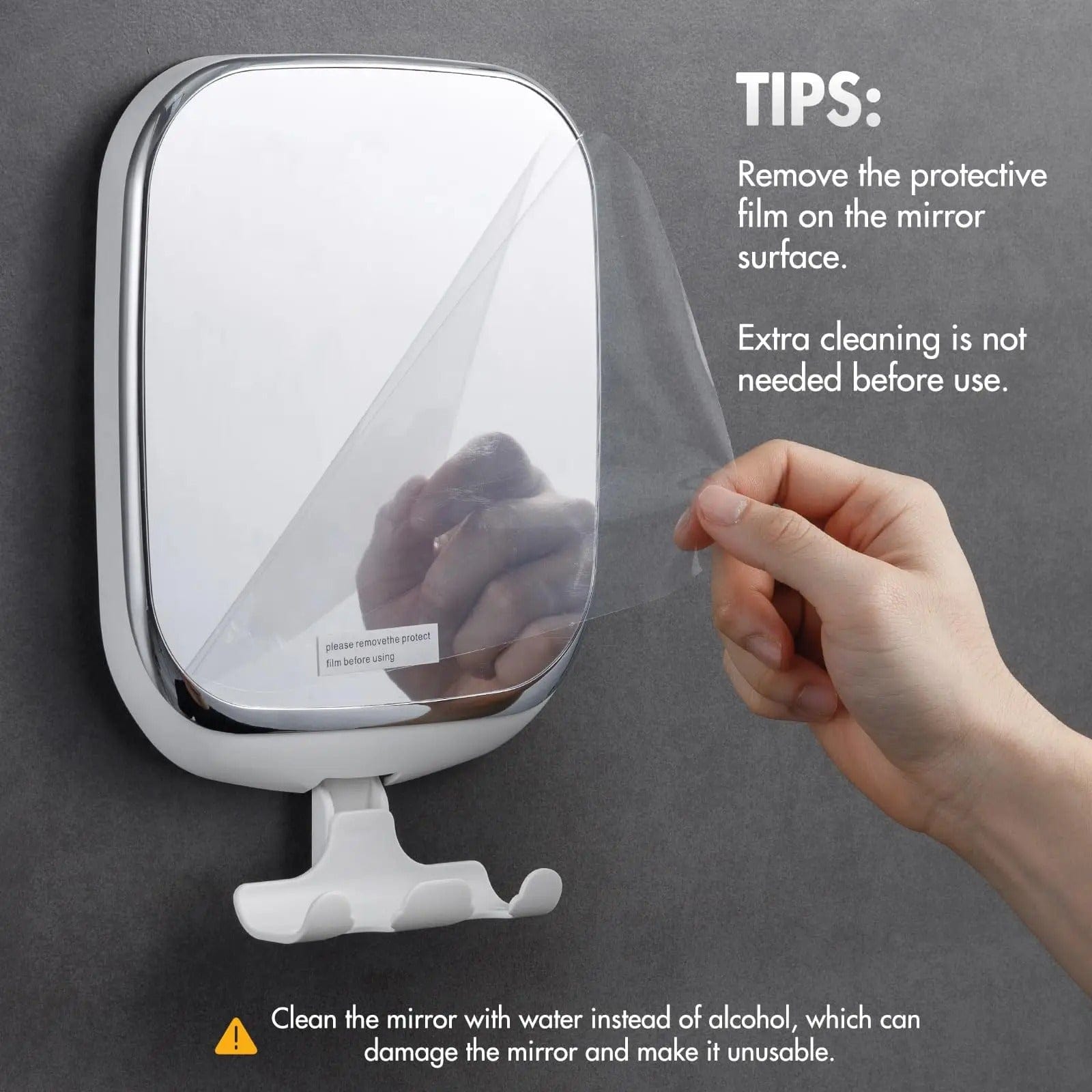 Round Fogless Shower Mirror with Suction Cup and Holder