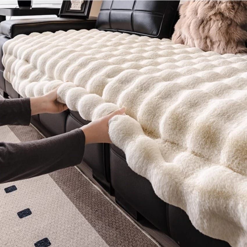 FurraLuxe Faux Rabbit Fur Sofa Cover