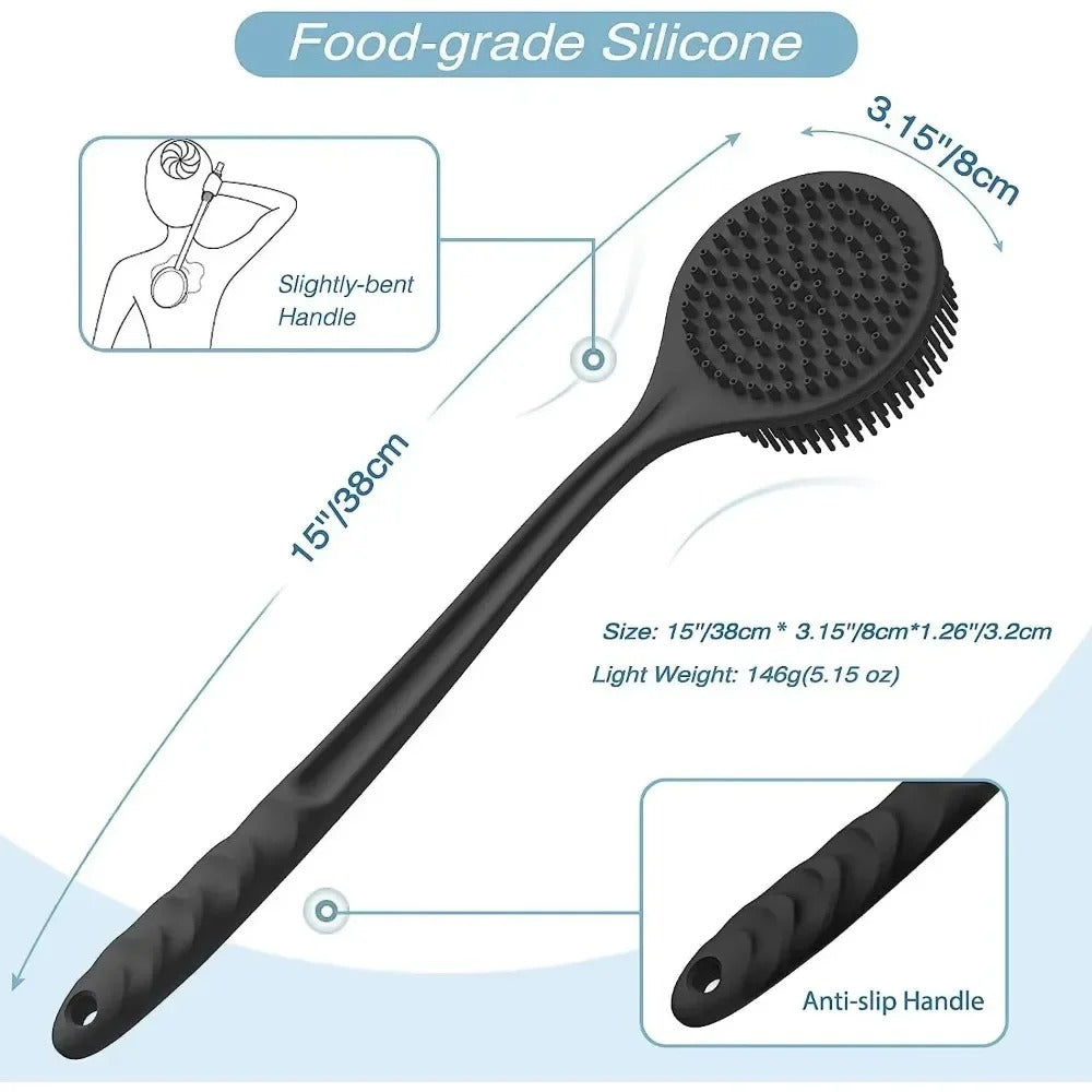 PureGlow Exfoliating Back Scrubber Brush with Long Handle