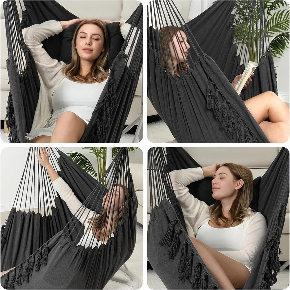 Macramé Hanging Chair with Cushions