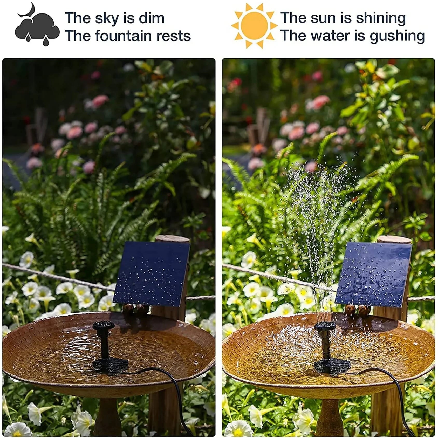 SunFlow Solar Fountain Pump Kit – Multiple Nozzles Outdoor Bird Bath & Garden Water Feature