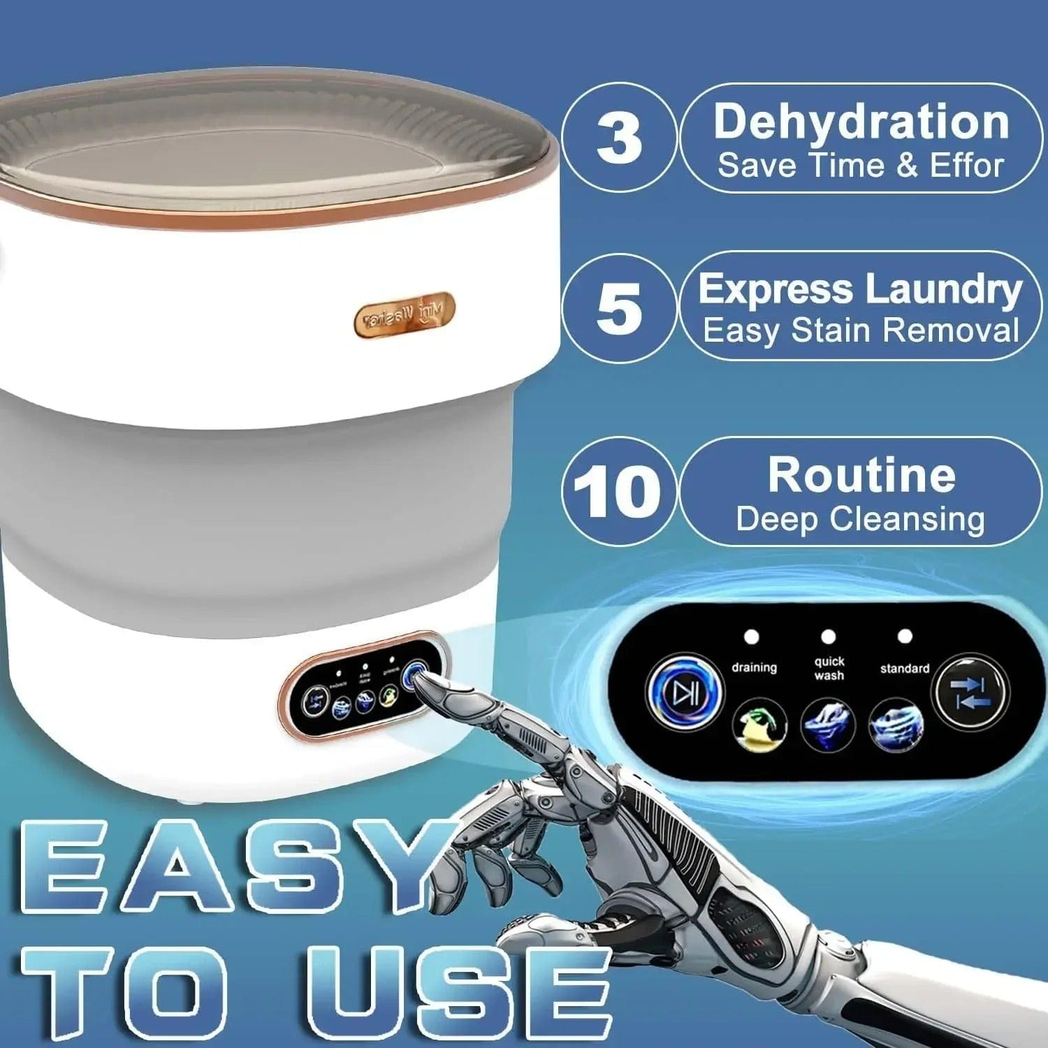 15L Portable Collapsible Washing Machine with Spin Dryer for Travel
