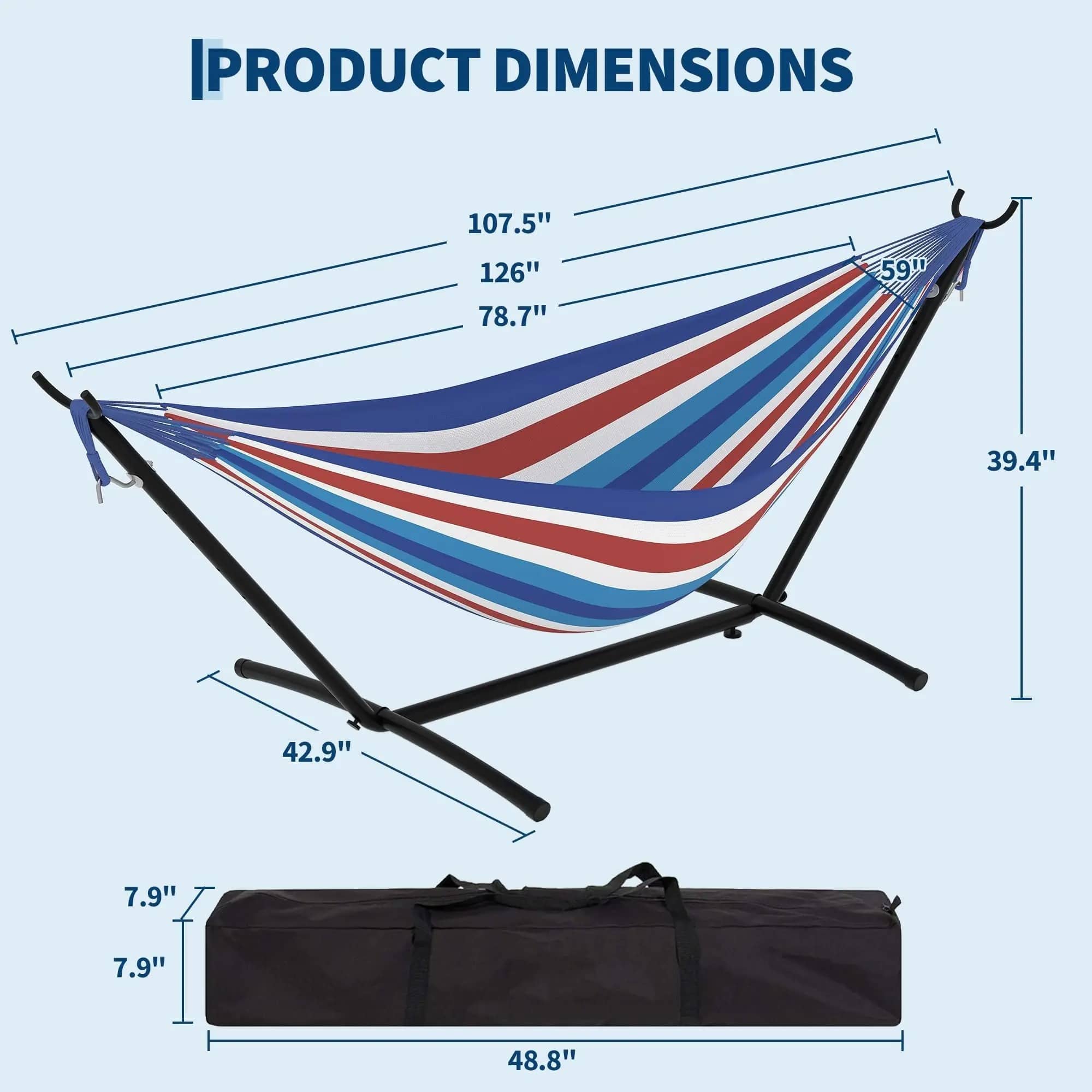 Double Hammock with Stand for 2 Persons – Heavy Duty