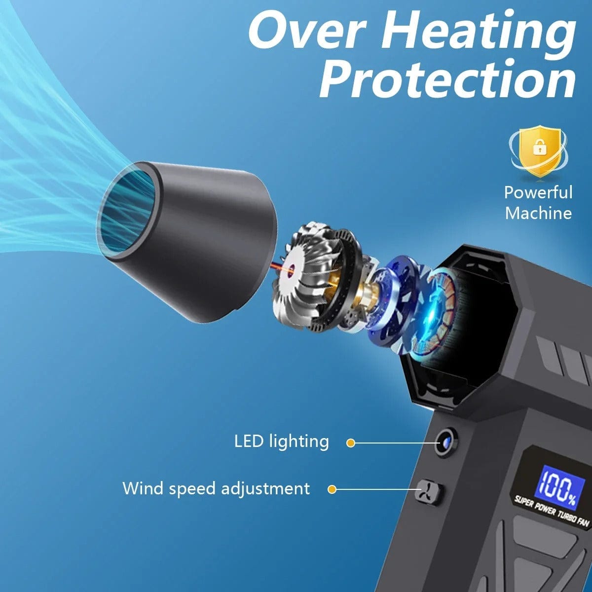 110000RPM Turbo Jet Air Blower Cordless Adjustable Air Duster