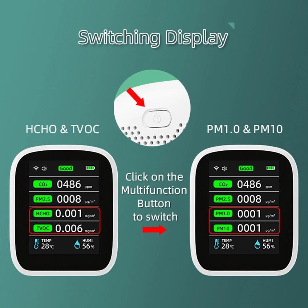 WiFi 8-in-1 Smart Air Quality Monitor Detector